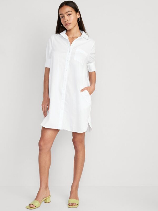 Old Navy Short-Sleeve Shirt Dress - White - female - Size: XS