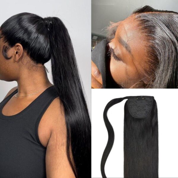 WOWANGEL Frontal Ponytail Updo Set 13X6 HD Lace Frontal Pieces With Ponytail