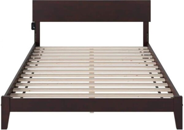 AFI Orlando Espresso Queen Solid Wood Frame Low Profile Platform Bed with Attachable USB Device Charger