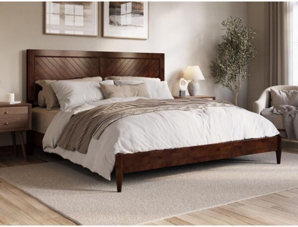 AFI Berkshire Walnut Brown Solid Wood Frame King Low Profile Platform Bed