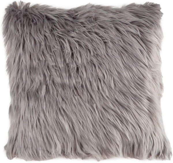 Gray 18" x 18" Square Faux Himalayan Fur Decorative Throw Pillow