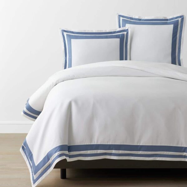 The Company Store Legends Hotel Double Border Infinity Blue King/Cal King Wrinkle-Free Sateen Duvet Cover