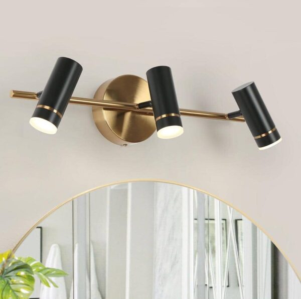 Zevni 24 in. 3-Light Black LED Vanity Light Modern Industrial Wall Sconce Brass Gold Wall Lighting for Bathroom Entryway