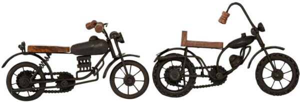 Litton Lane Brown Metal Motorcycle Sculpture (Set of 2)