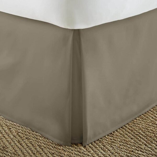 Becky Cameron 14 in. Taupe Solid Queen Bed Skirt