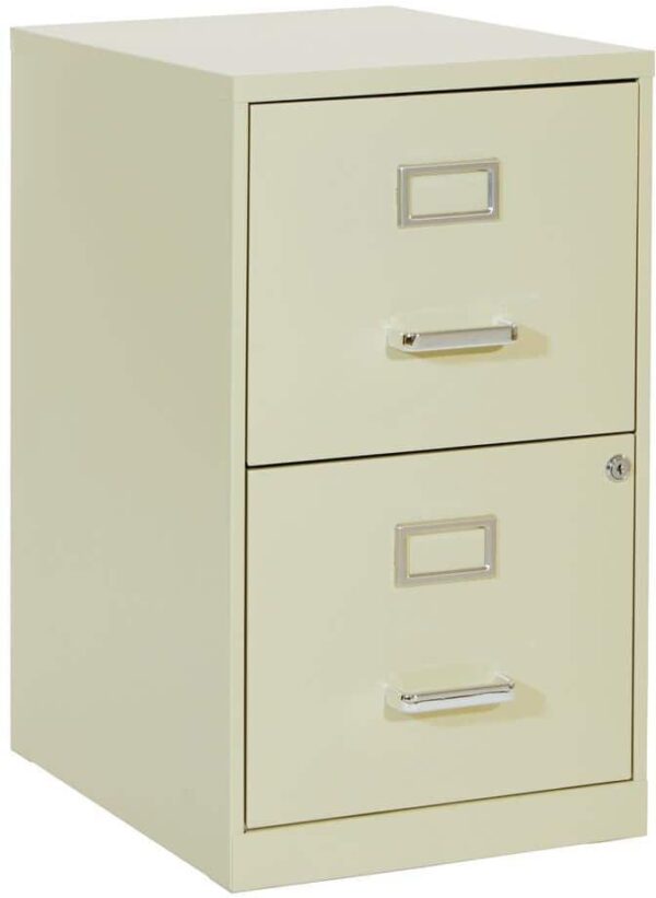 OSP Home Furnishings 2 Drawer Tan Metal 14.25 in. Locking Vertical File Cabinet