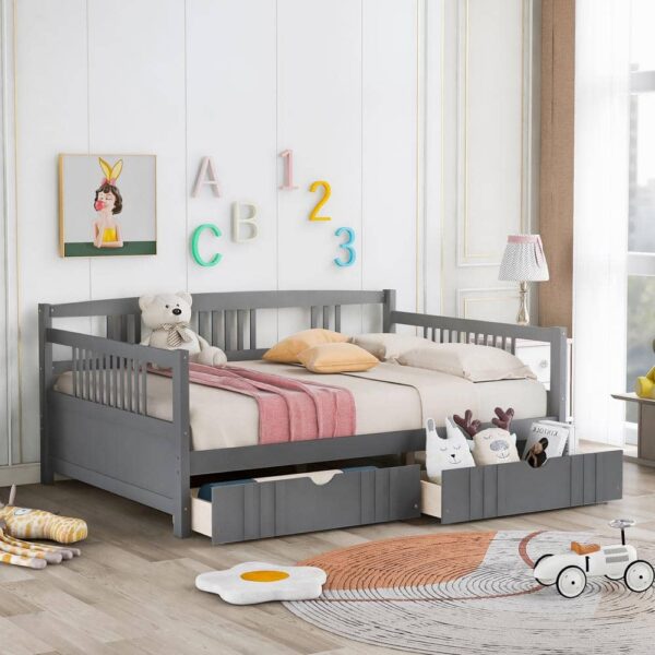 Qualler Gray Full Size Daybed with 2-Drawers