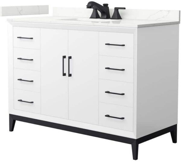 Wyndham Collection Amici 48 in. W x 22 in. D x 35.25 in. H Single Bath Vanity in White with Giotto Quartz Top