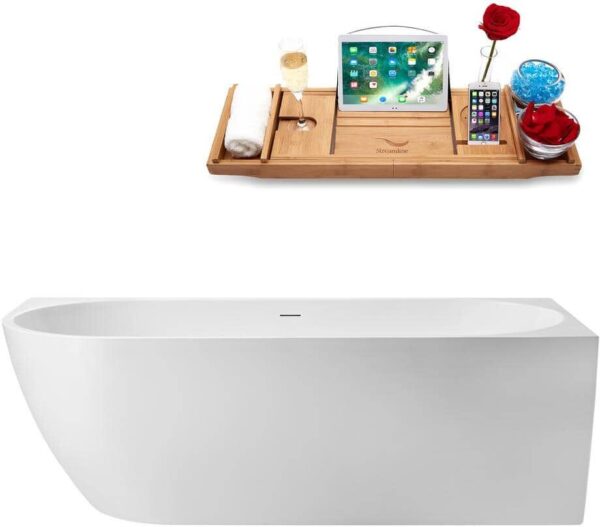 Streamline 71 in. x 32 in. Acrylic Freestanding Soaking Bathtub in Glossy White with Glossy White Drain