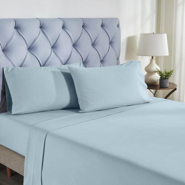 MODERN THREADS 4-Piece Blue Sky Cotton Flannel Adult Bed Sheet Set