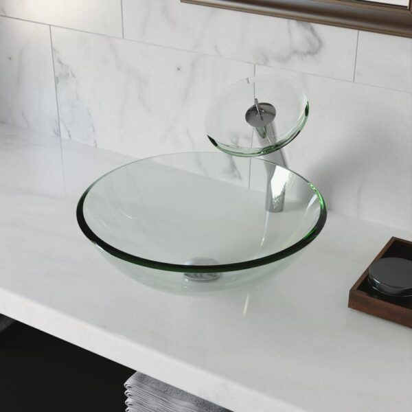 DEERVALLEY Symmetry 16.5 in. Glass Round Vessel Bathroom Sink not Included Faucet