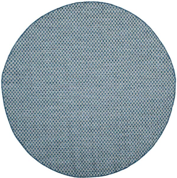 SAFAVIEH Courtyard Blue/Light Gray 5 ft. x 5 ft. Round Solid Indoor/Outdoor Patio  Area Rug