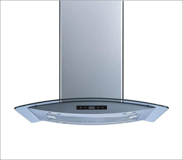 Winflo 30 in. 500 CFM Convertible Island Mount Range Hood in Stainless Steel and Glass with LED Lights and Touch Control