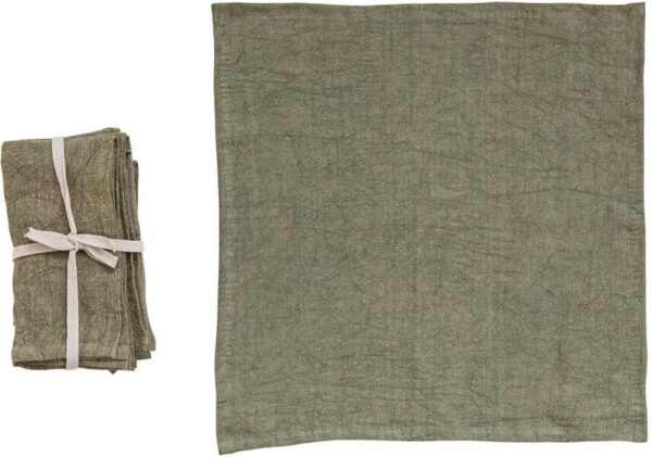 Storied Home 18 in. W x 0.25 in. H Olive Green Stonewashed Linen Dinner Napkins (Set of 4)