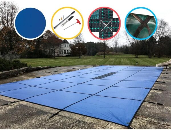 Water Warden 20 ft. x 50 ft. Rectangle Blue Solid In-Ground Safety Pool Cover