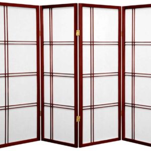 Oriental Furniture 4 ft. Short Double Cross Shoji Screen - Rosewood - 4 Panels