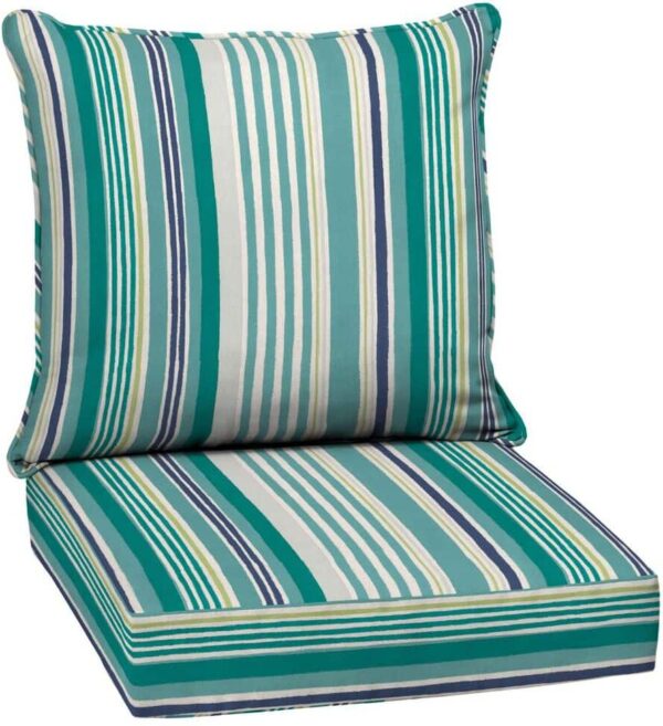 ARDEN SELECTIONS 24 in. x 24 in. 2-Piece Deep Seating Outdoor Lounge Chair Cushion in Teal Cobalt Stripe