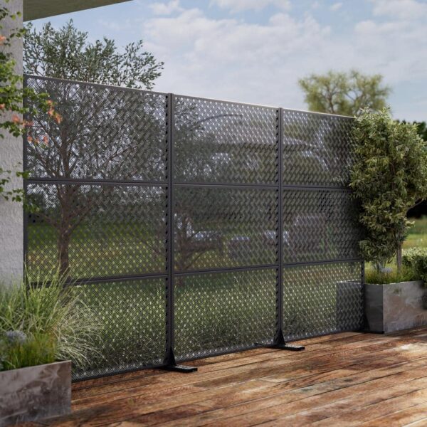 72 in. Jason Metal Outdoor Garden Fence Privacy Screen Garden Screen Panels in Black