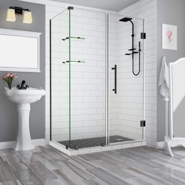 Aston Bromley GS 66.25 to 67.25 x 32.375 x 72 in Frameless Corner Hinged Shower Enclosure w/ Shelves in Oil Rubbed Bronze