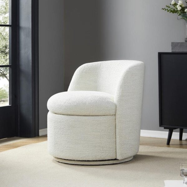 Spruce & Spring Eros Cream Fabric Swivel Accent Chairs