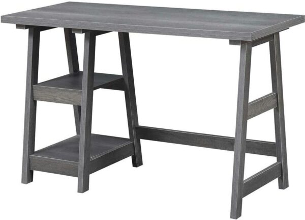 Convenience Concepts 47 in. Rectangular Charcoal Gray Writing Desks with Storage