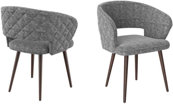 Ottomanson Palermos Collection Dining Chair Set Of 2 Easy Assembled Mid Century Modern Kitchen Vanity Accent Chair Gray