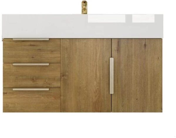 BV Better Vanity Bethany 36 in. W x 20 in. D x 22 in. H Single Sink Floating Bath Vanity in Oak with White Acrylic Top