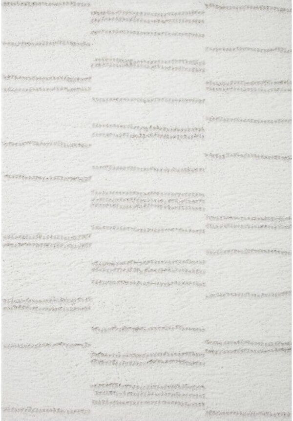 LOLOI II Bliss Micro Shag White/Grey 3 ft. 11 in. x 6 ft. Modern Area Rug