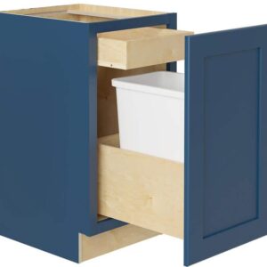 Home Decorators Collection Newport Blue Painted Plywood Shaker Assembled Trash Can Kitchen Cabinet Soft Close 18 in W x 24 in D x 34.5 in H