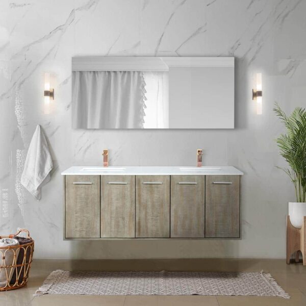 Lexora Fairbanks 60 in W x 20 in D Rustic Acacia Double Bath Vanity