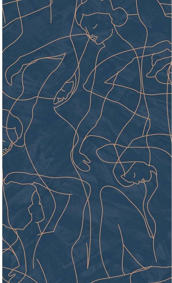 Walls Republic Navy Blue Abstract Model Lines Print Non-Woven Non-Pasted Textured Wallpaper 57 sq. ft.