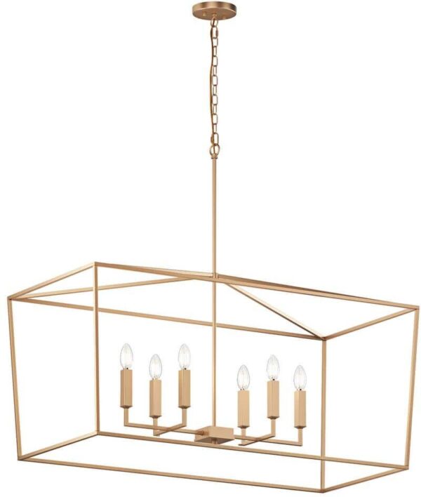 aiwen 41.73 in. 6-Light Gold Kitchen Island Linear Chandelier Farmhouse Pendant Lighting