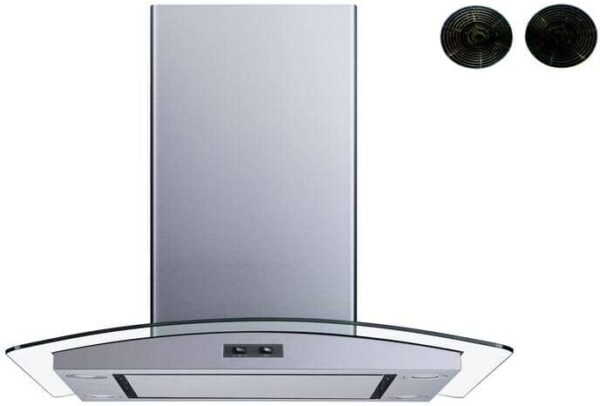 Winflo 30 in. Convertible Island Range Hood in Stainless Steel and Glass with Mesh Filter