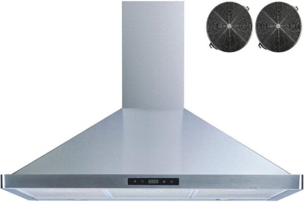 Winflo 36 in. 500 CFM Convertible Wall Mount Range Hood in Stainless Steel with Mesh and Charcoal Filters