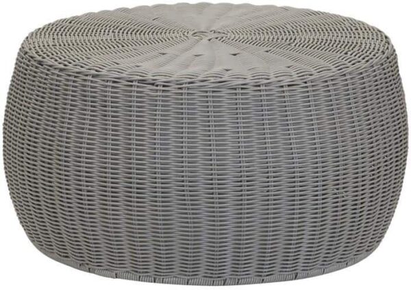 HOUSEHOLD ESSENTIALS Barrel Gray Storage Resin Low Table Ottoman