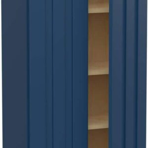 Home Decorators Collection Grayson Mythic Blue Painted Plywood Shaker Assembled 3 Shelf Wall Kitchen Cabinet Soft Close 24 in W x 12 in D x 42 in H