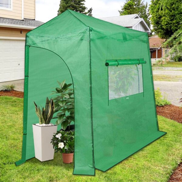 Eagle 9 ft. W x 4 ft. D Portable Lean to Walk-In Pop-Up Gardening Green Greenhouse Canopy