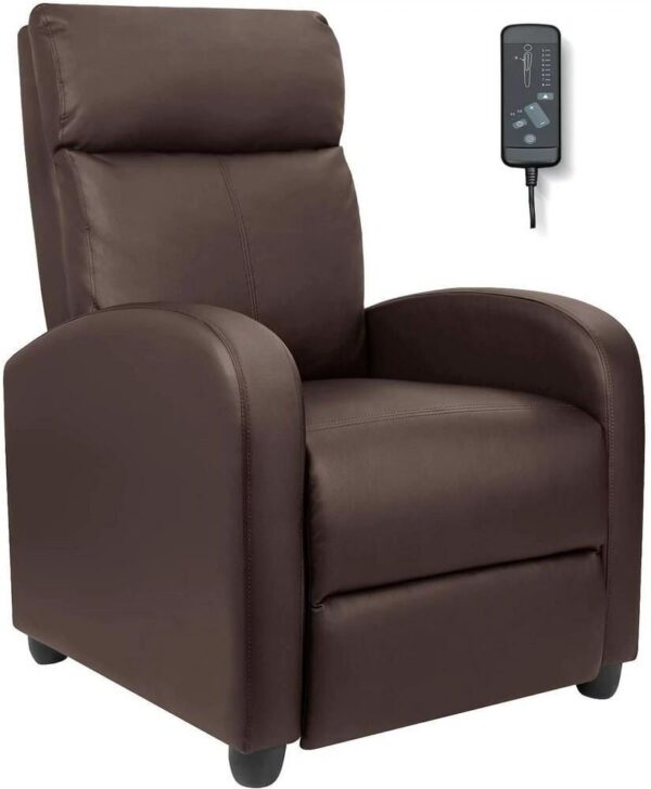 LACOO Brown Leather Standard (No Motion) Recliner with Massage Backrest