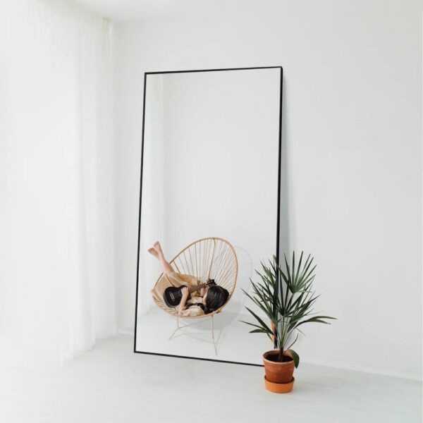 Seafuloy 28 in. W x 71 in. H Overd Black Metal Modern Classic Full-Length Floor Standing Mirror