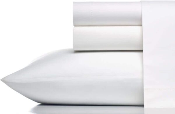 VERA WANG Solid 400 Thread Count 4-Piece White Cotton King Sheet Set