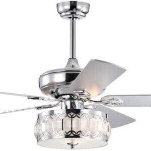 HKMGT 52 in. Indoor Chrome Ceiling Fan with Decorative Drum Lampshade