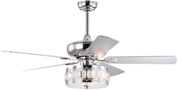 HKMGT 52 in. Indoor Chrome Ceiling Fan with Decorative Drum Lampshade