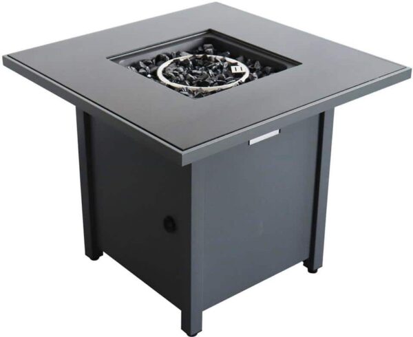 ToolCat 30 in. 40000 BTU Steel Outdoor Fire Pit Table with Lid and Wind Shield for Garden Backyard