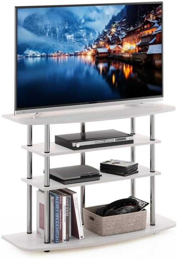 Furinno Frans 41 in. White Oak Turn-N-Tube 4-Tier TV Stand Fits TV's up to 46 in.