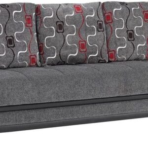 Ottomanson Spectacular Collection Convertible 90 in. Grey Chenille 3-Seater Twin Sleeper Sofa Bed with Storage