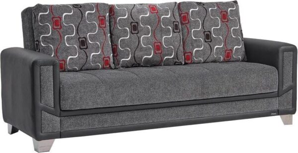 Ottomanson Spectacular Collection Convertible 90 in. Grey Chenille 3-Seater Twin Sleeper Sofa Bed with Storage