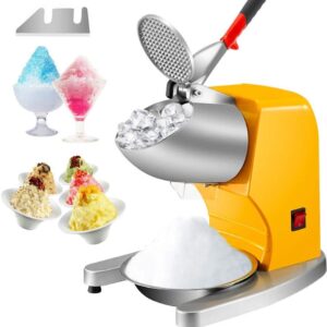 VEVOR 150 oz. Capacity Electric Ice Shaver Crusher 1450 RPM Snow Cone Machine 210 LB/H Yellow Shaved Ice Machine