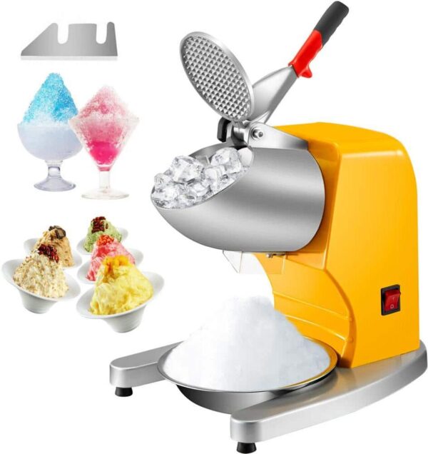 VEVOR 150 oz. Capacity Electric Ice Shaver Crusher 1450 RPM Snow Cone Machine 210 LB/H Yellow Shaved Ice Machine