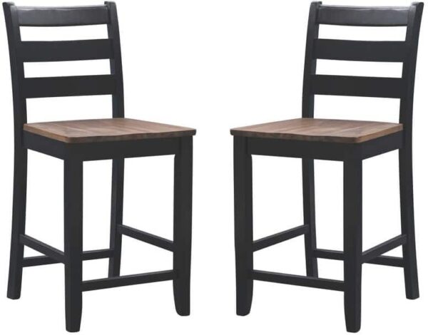 Linon Home Decor Lenney Black and Natural Wood Finish Counter Stool (Set of 2)