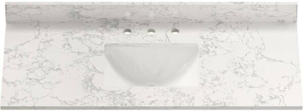 VANITYFUS 49 in. W x 22 in. D Engineered Composite White Rectangular Single Sink and Backsplash Bathroom Vanity Top in White